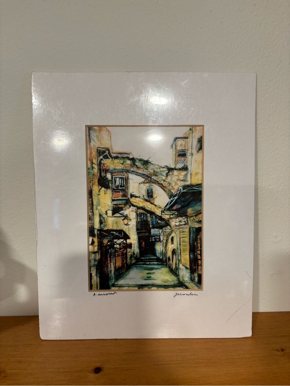 Signed Jerusalem Israel Art Print Menorah Gallery COA Vintage